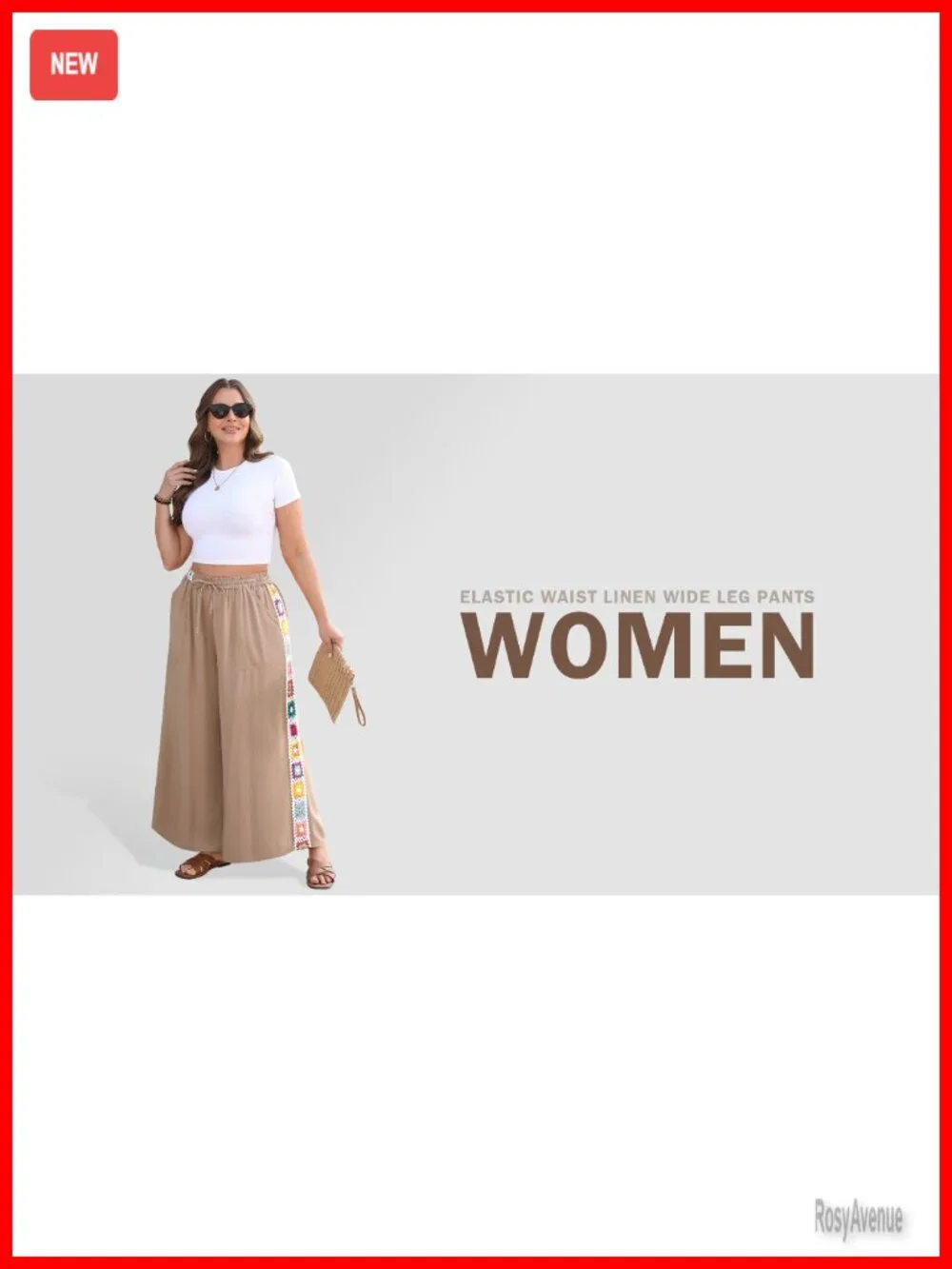 Wide Leg Linen Pants Casual Drawstring Lounge Palazzo Crochet Panel Pocket